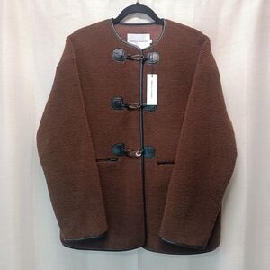 Rebecca‎ Minkoff Women's M Shearling Toggle Jacket Chocolate Brown NWT